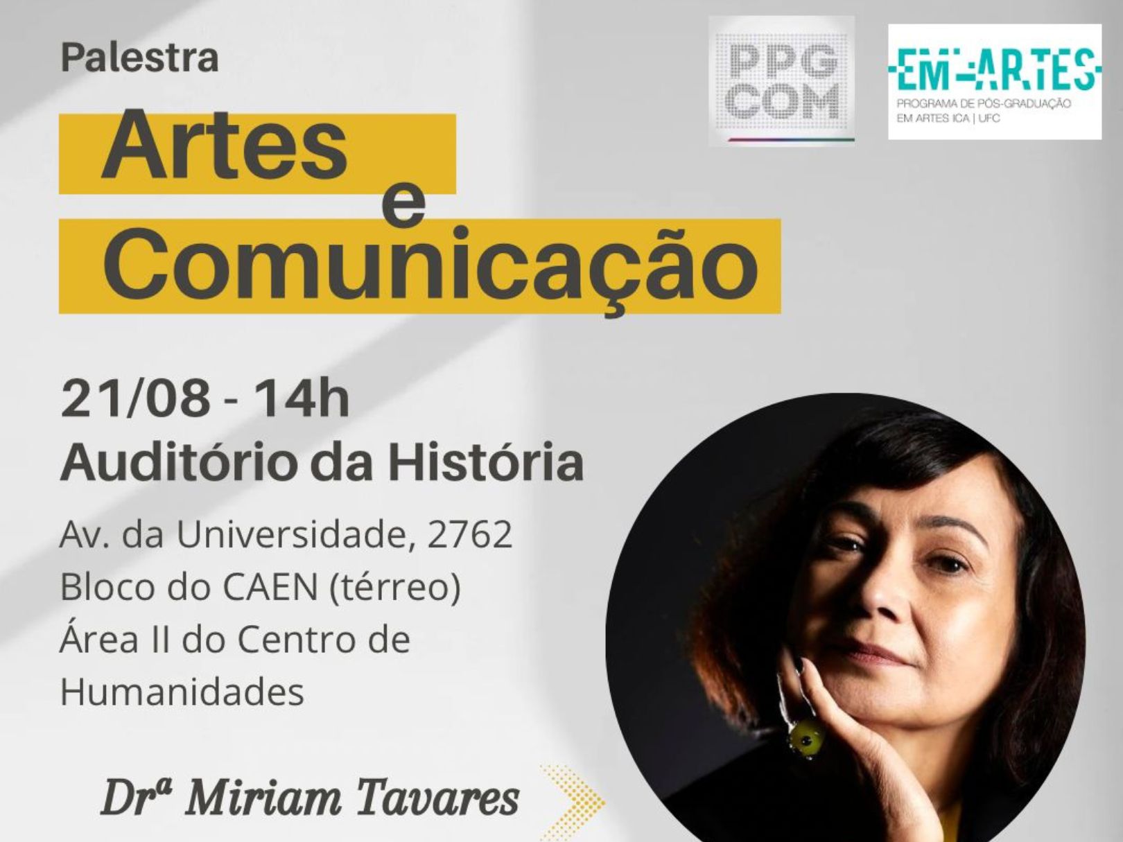 Mirian Tavares delivers lecture on Art and Communication at the Federal University of Ceará