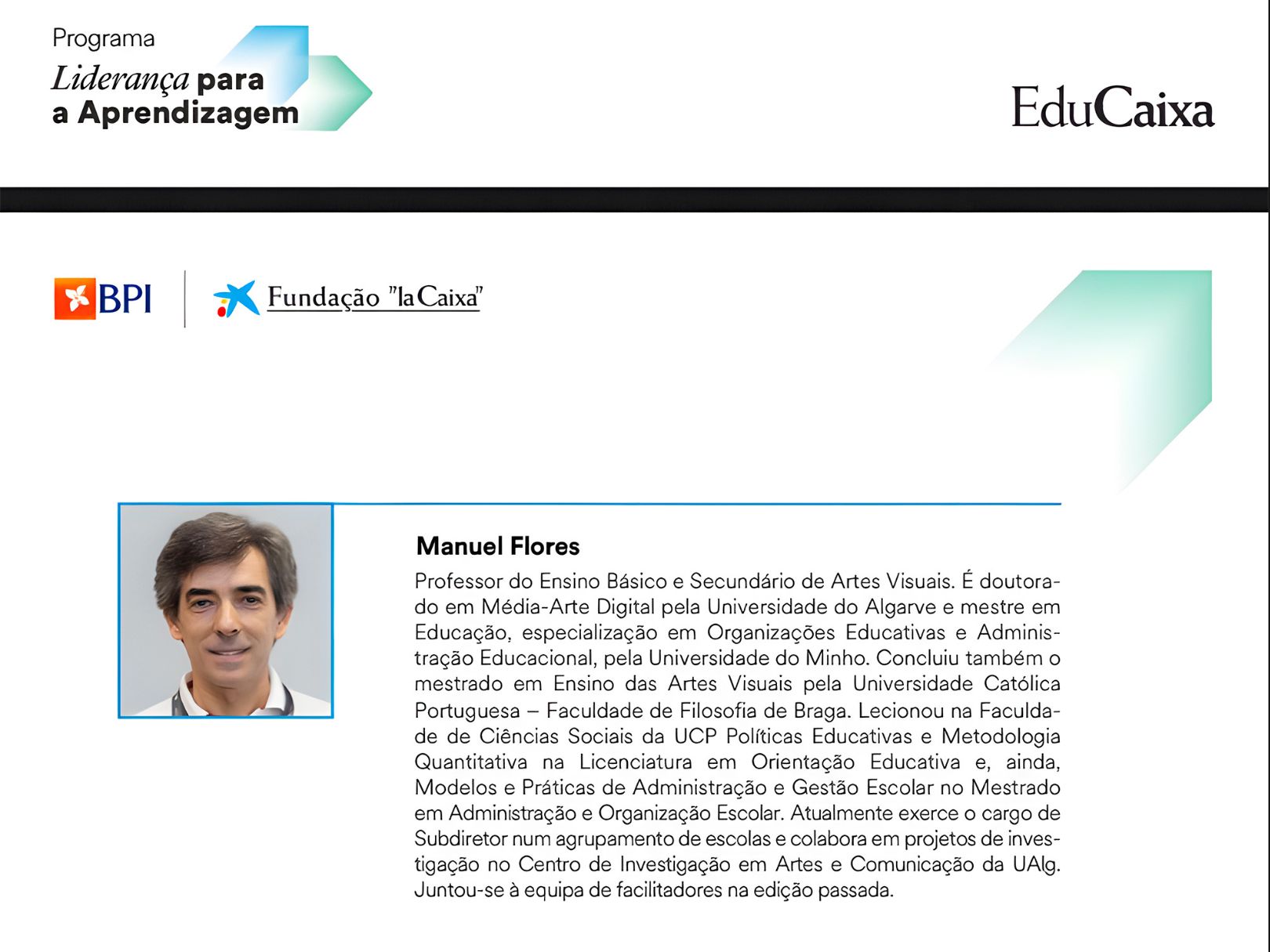 Manuel Flores integra equipa de formadores do Programa Liderança para a Aprendizagem