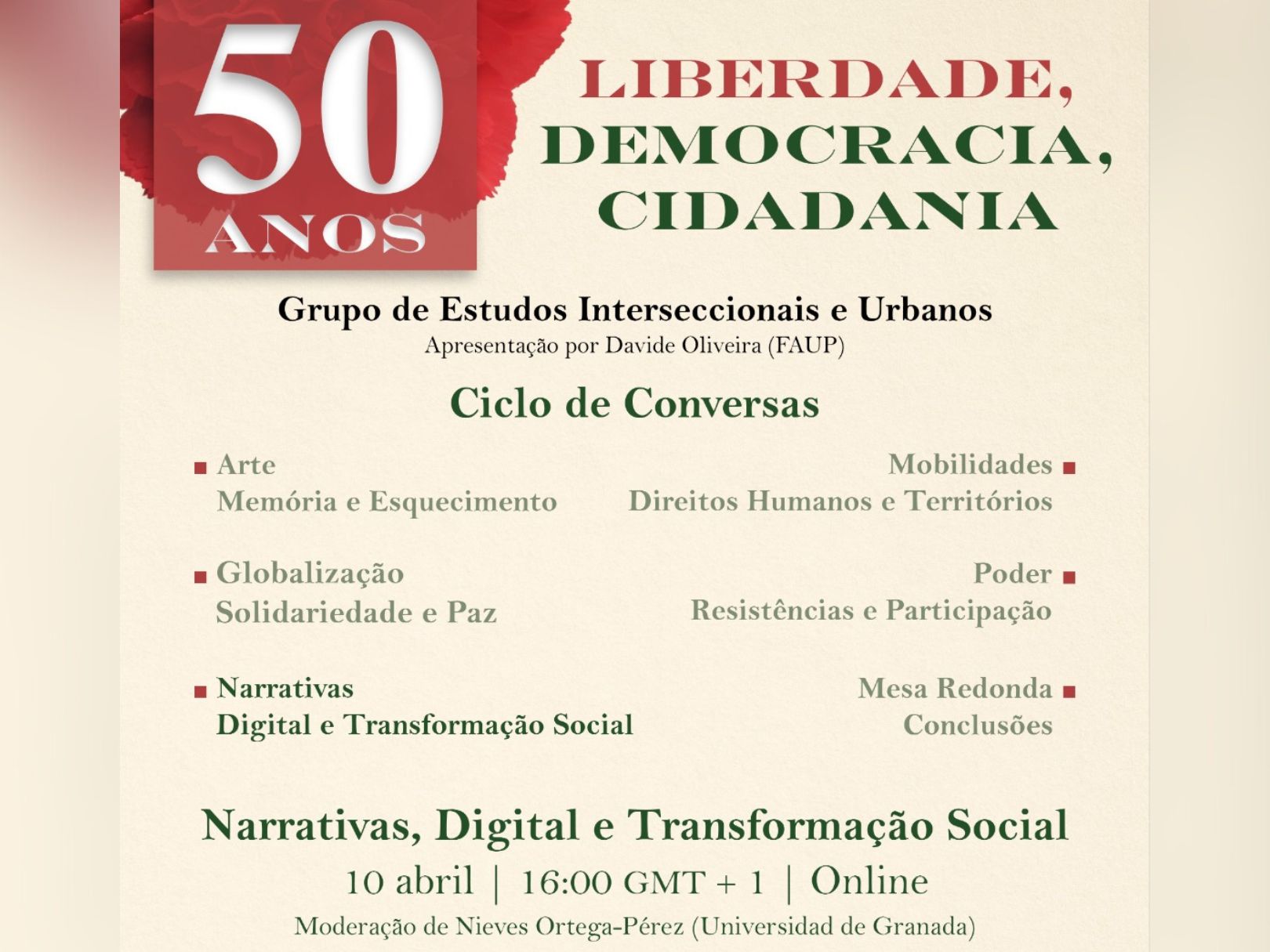 Ciclo de Conversas Liberdade, Democracia e Cidadania: Narrativas, Digital e Transformação Social