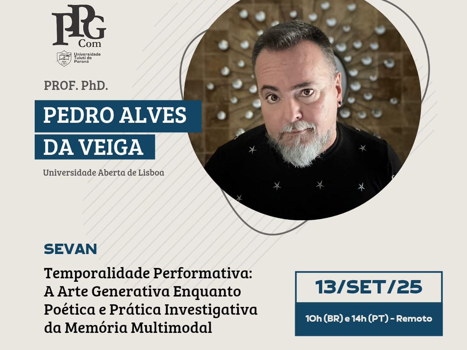 Pedro Alves da Veiga apresentará seminário sobre temporalidade performativa