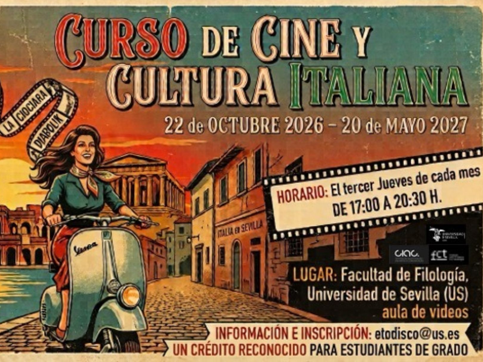 CIAC e Universidade de Sevilha organizam curso de Cinema e Cultura Italiana