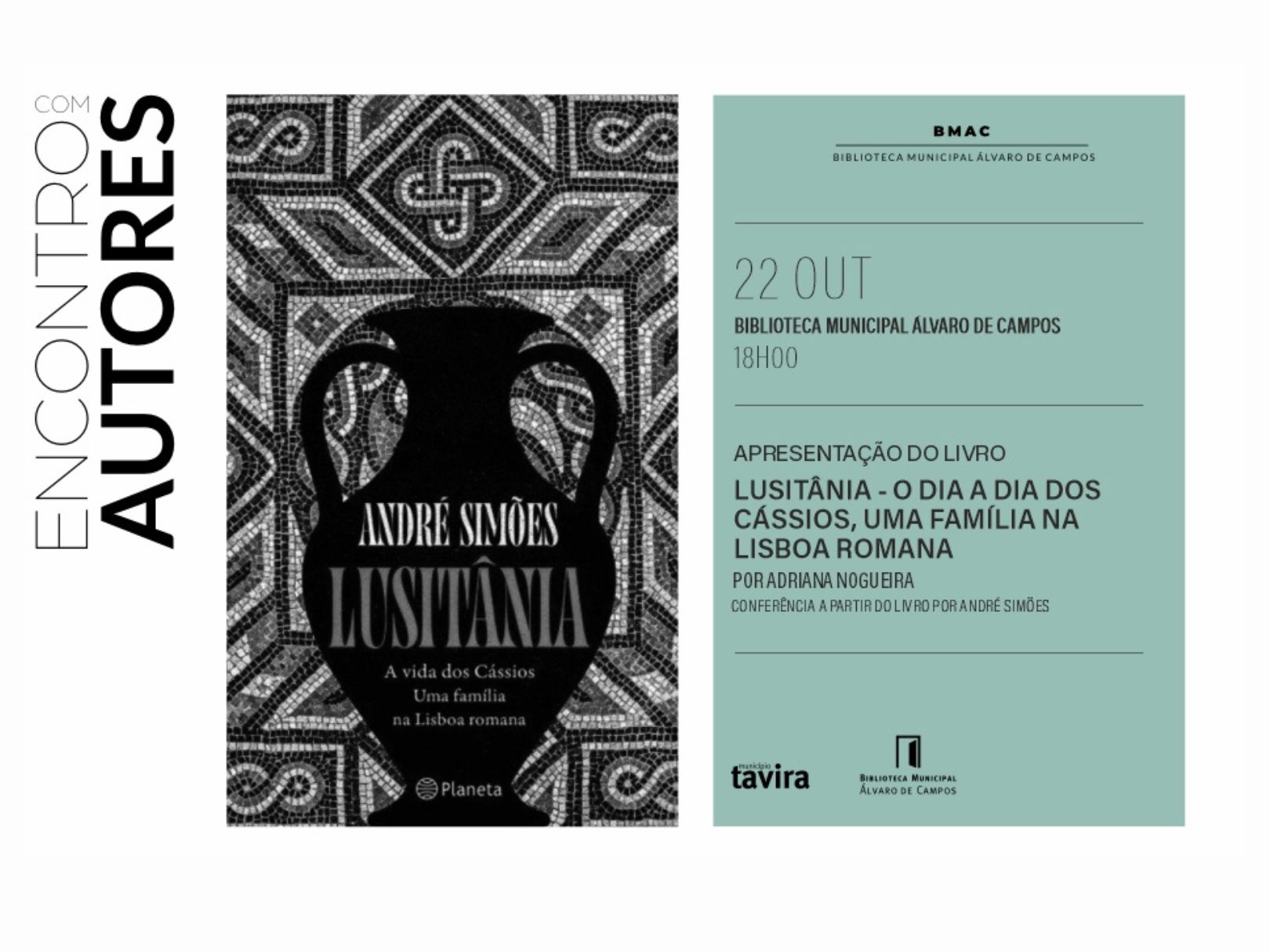 A investigadora do CIAC, Adriana Nogueira, modera um encontro literário com André Simões em Tavira